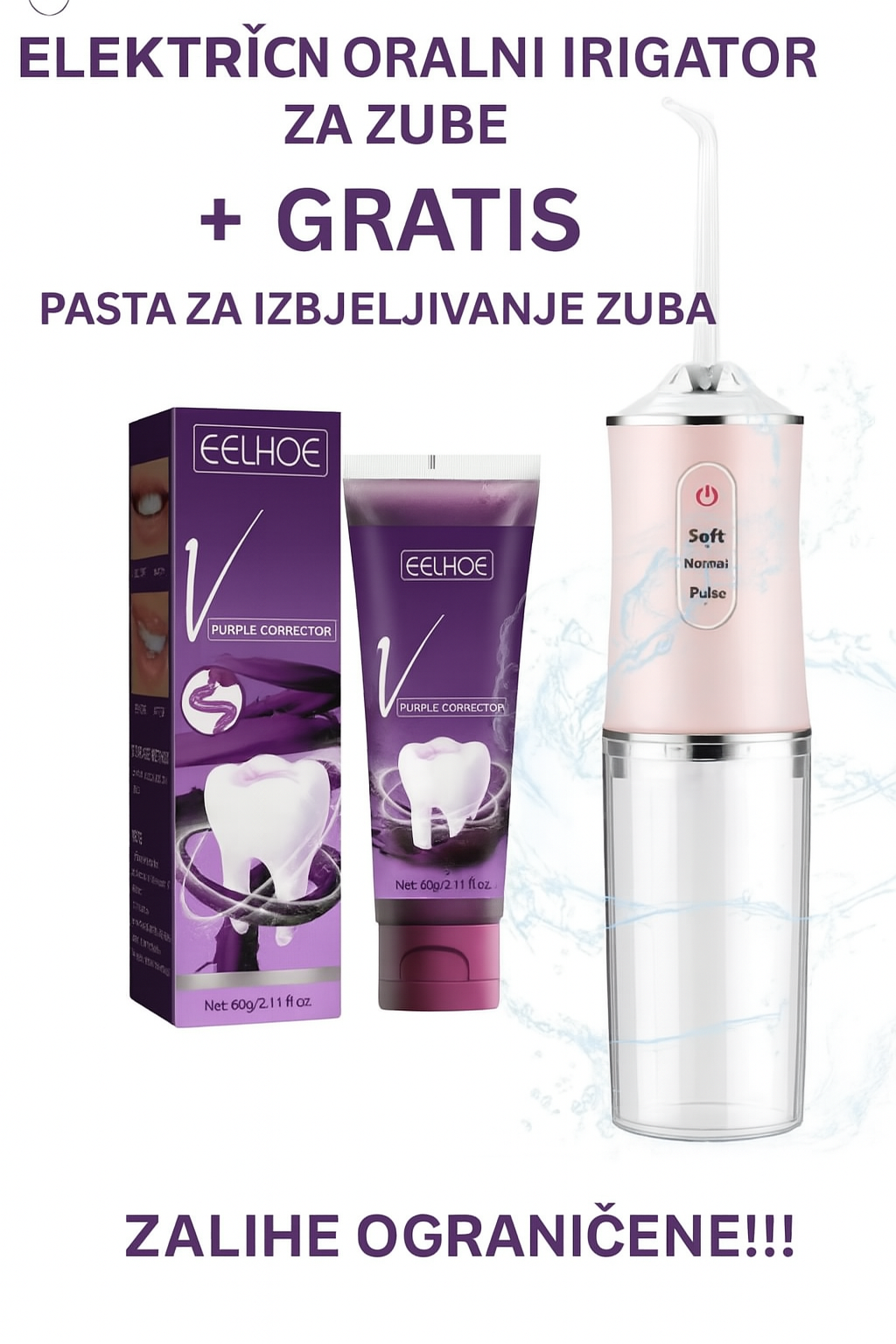 Profesionalni Oralni Tuš za Zube + GRATIS Pasta Za IZBJELJIVANJE Zuba