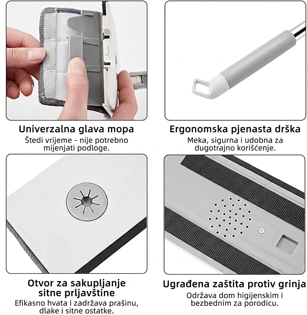 Flat Mop Set – Sklopiva Kanta i Cijeđenje Bez Ruku