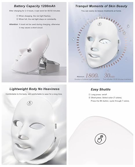 BeautyGlow LED Maska za Lice – 7 Boja za Mlađu i Čistiju Kožu
