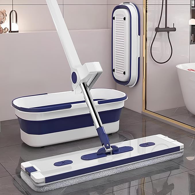 Flat Mop Set – Sklopiva Kanta i Cijeđenje Bez Ruku