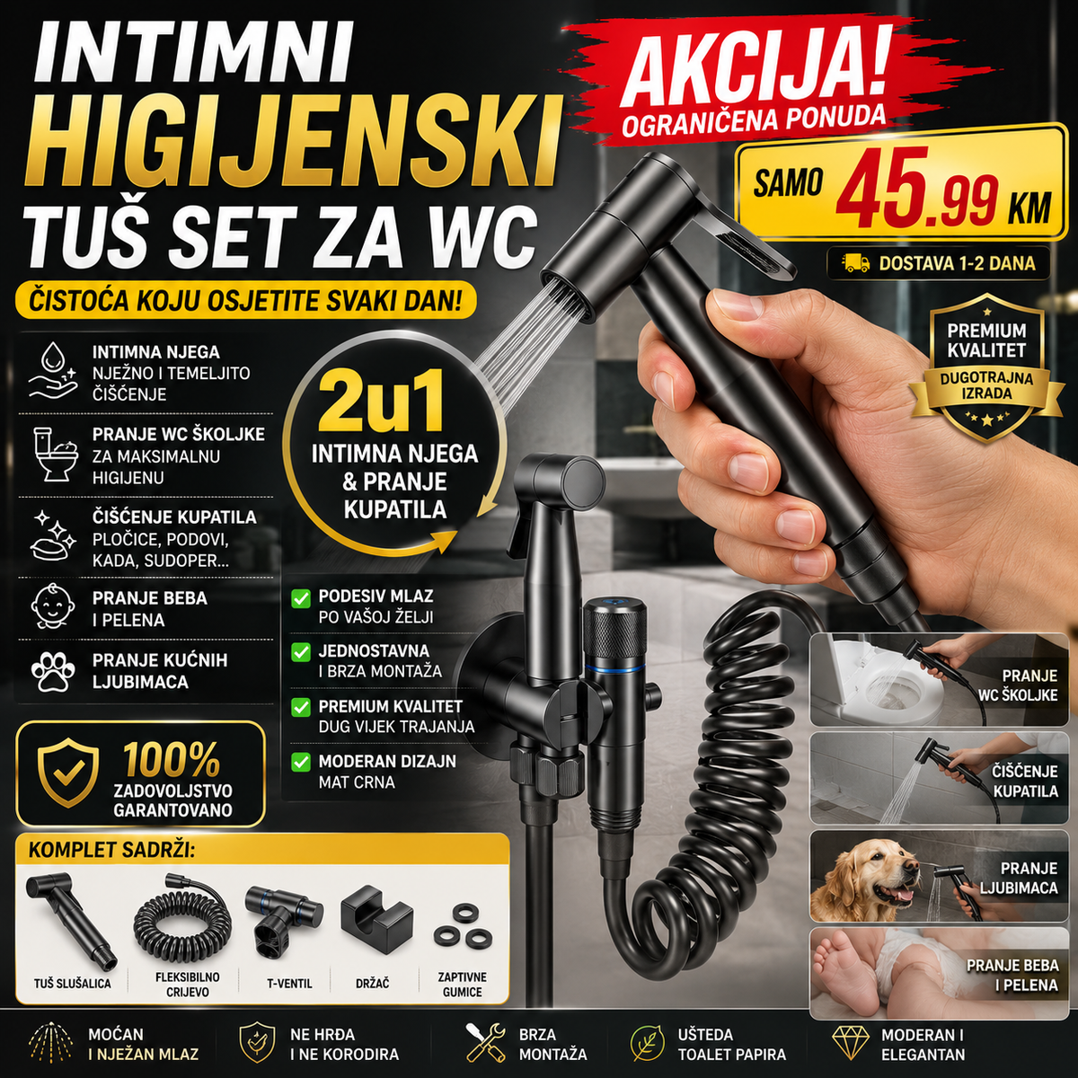 2u1 Intimni Higijenski Tuš Set za WC