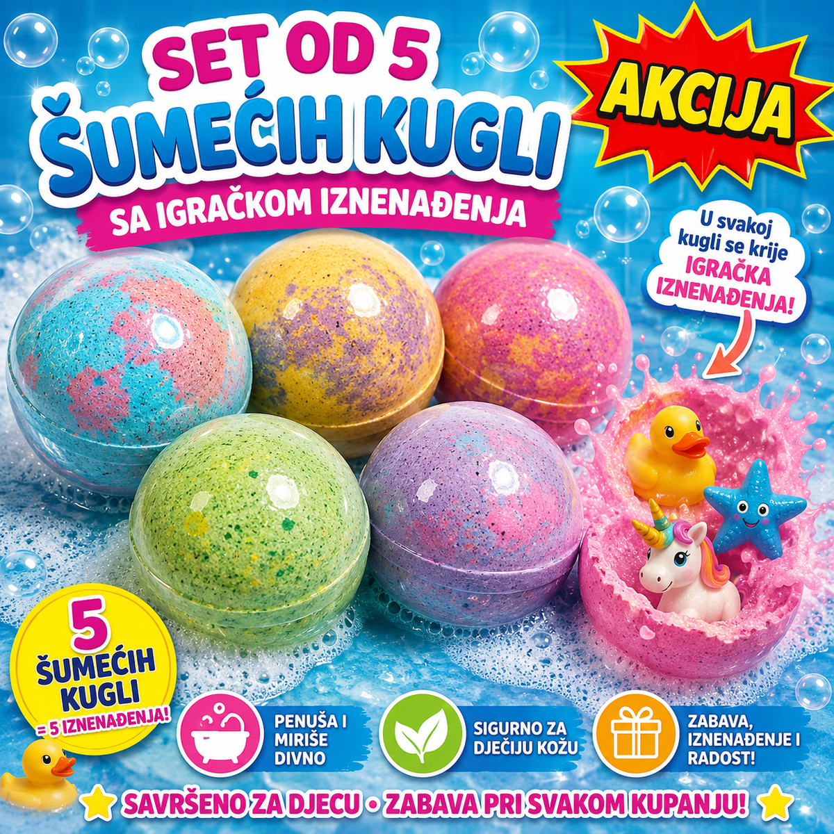 Šumeće Kugle za Kupanje sa Iznenađenjem