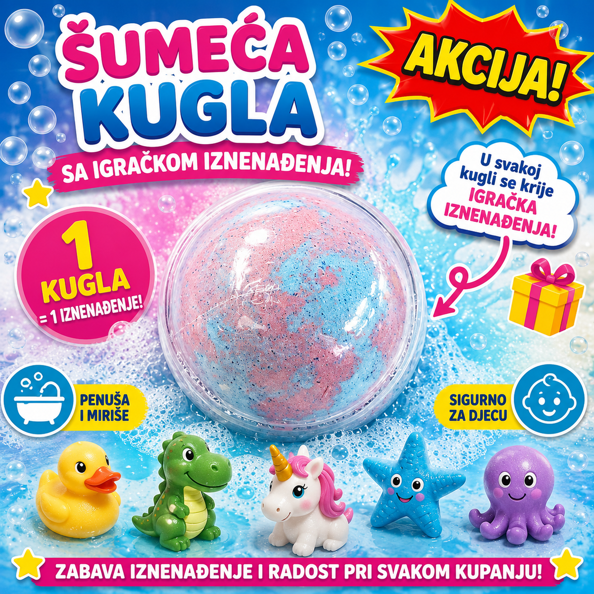 Šumeće Kugle za Kupanje sa Iznenađenjem