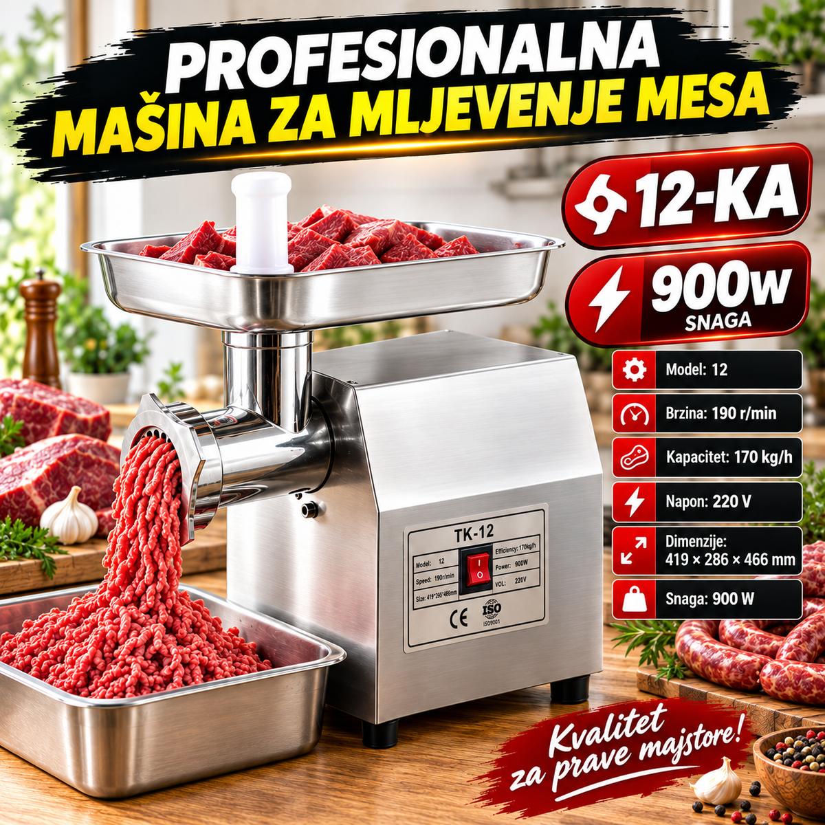 Inox PROFESIONAL - Mašina za Mljevenje Mesa