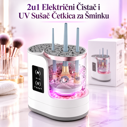 2u1 Električni Čistač i UV Sušač Četkica za Šminku
