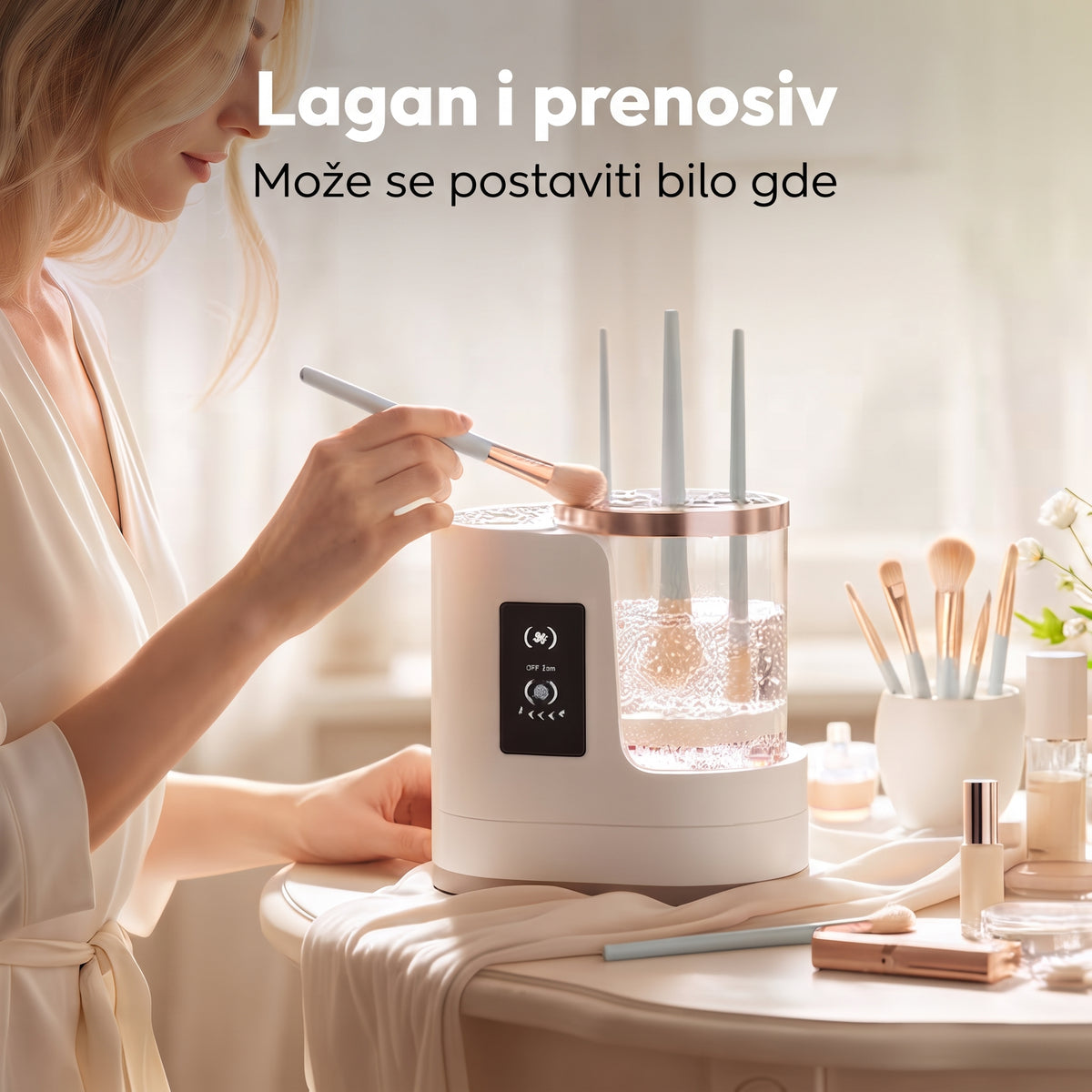 2u1 Električni Čistač i UV Sušač Četkica za Šminku