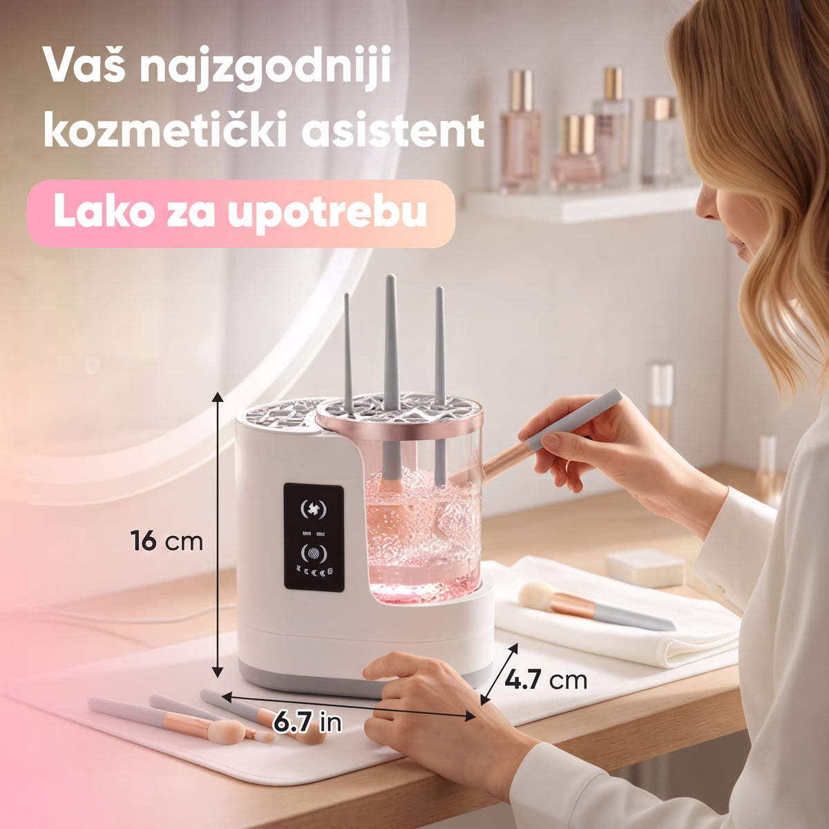 2u1 Električni Čistač i UV Sušač Četkica za Šminku