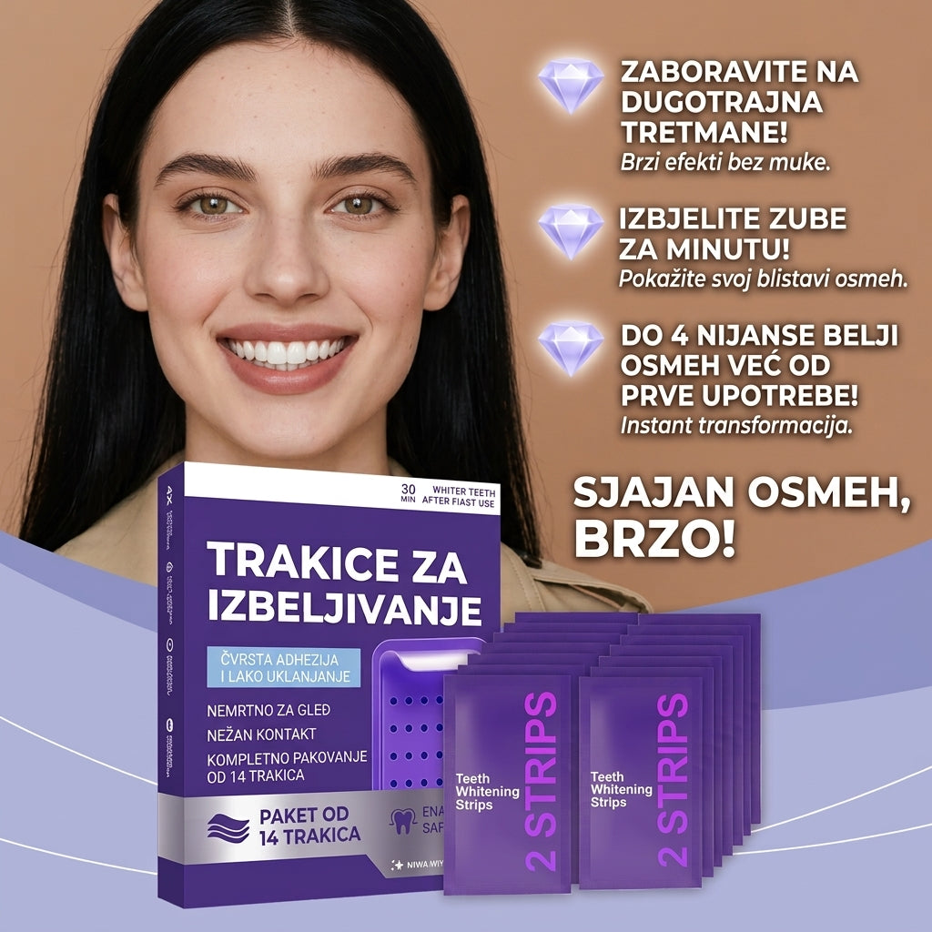 Ljubičaste Trake za Izbjeljivanje Zuba - 14 Komada