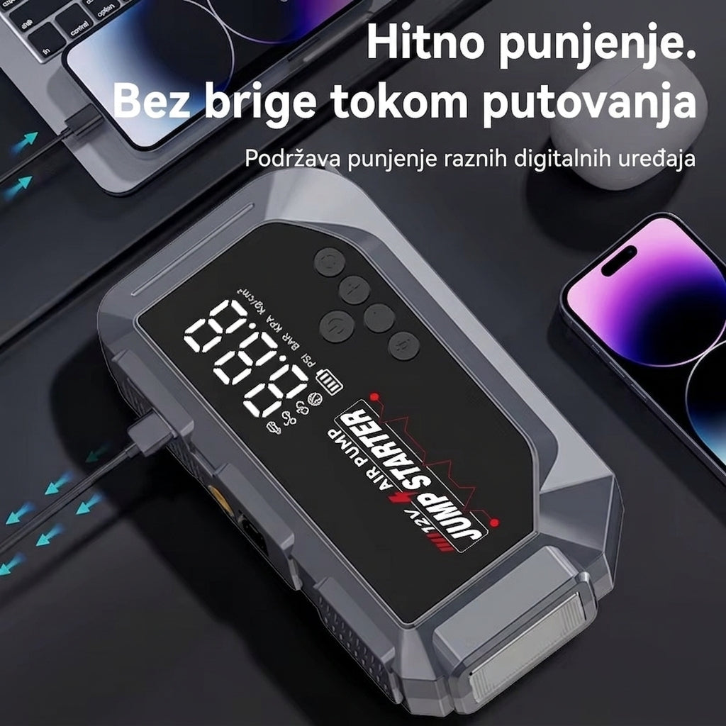 2500A Auto Starter 4u1 - Kompresor + PowerBank + LED Lampa